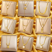 Bijoux en Acier Inoxydable Plaqué Or 18K, Pendentif Cœur en Perle, Collier Ras du Cou Multicouche pour Femme, Accessoires de Mariage