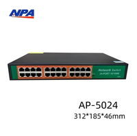 Switch Ethernet ANPA AP-5024 de 24 Puertos 10/100Mbps, Montaje en Rack, Carcasa Metálica, 12Gbps, Plug and Play, Apilable, QoS, en Stock, 2 Años de Garantía, para Cámaras IP