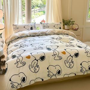 طالب أطفال نمط الكرتون لطيف الحيوانات الأليفة الكلب القط الدب الملونة 4 قطعة مجموعة لحاف زلة ورقة مجموعات الفراش - Product Image 5