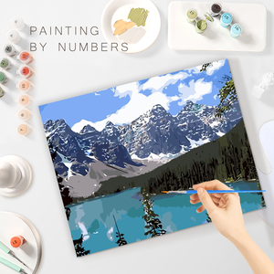 Tự làm bức tranh bằng số cho người lớn hiện đại hồ núi hình ảnh phong cảnh Acrylic sơn vải phong cách cổ điển cho người mới bắt đầu - Product Image 4