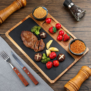 Plateau à fromage écologique en pierre naturelle et bois d'acacia, plateau alimentaire, <span class=keywords><strong>assiette</strong></span> à steak, vaisselle pour le camping, gravé, directement de l'usine - Product Image 1