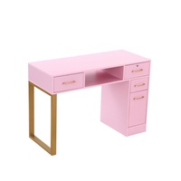 Nouvelle table de manucure simple en bois rose pour salon de beauté moderne, avec collecteur de poussière HONGZI HZ2091, super durable
