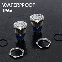 Interrupteur à bouton poussoir éclairé par anneau LED en acier inoxydable IP65 1NO1NC pour appareils ménagers, bateaux marins, véhicules automobiles, camions