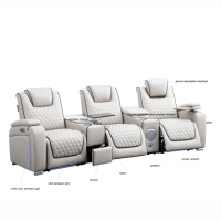 Canapé inclinable électrique 3 places Zero Wall Home Theater avec éclairage LED, chargeur sans fil et console haut-parleur intégrée, confortable