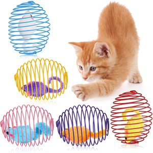 ของเล่นแมว Jecery Cat Spring 5 ชิ้น ของเล่นออกกำลังกายแบบอินเทอร์แอคทีฟหลากสีทำจากโลหะ สำหรับแมวในบ้าน แก้เบื่อ - Product Image 1