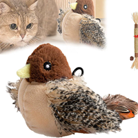 Animal de compagnie électronique interactif oiseau puce sonore en peluche chat jouets animal jouet réaliste oiseau en peluche jouet pour chat