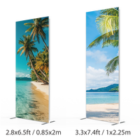 Support de bannière rectangulaire pliable sans outil en aluminium ADMAX avec bande lumineuse LED, portable pour exposition, salon professionnel, publicité