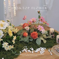 Décoration de table haut de gamme en tissu de soie fait main, imperméable, avec arrangement floral artificiel et plante verte pour un décor de bureau moderne