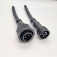 Harga kompetitif IP65 perlindungan tahan air 2pin steker laki-laki perempuan dengan 2*1,5 mm2 kabel karet untuk lampu LED