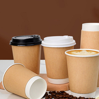 Gobelets à café en papier kraft à double paroi biodégradables et écologiques, personnalisés en usine, avec gaufrage et prix départ usine