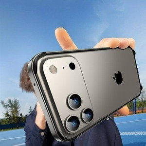 <span class=keywords><strong>Coques</strong></span> de téléphone en acier inoxydable pour iPhone 17 16 Pro Max, design sans <span class=keywords><strong>dos</strong></span>, cadre métallique, léger, anti-chute - Product Image 4