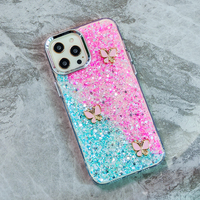 Vente flash - Étui pour Tecno Spark Go, design fille, mignon, paillettes 3D, papillon fantaisie, paillettes époxy, étui rigide, étuis magnifiques