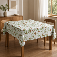 Nappe en PEVA à imprimé floral blanc et marron, 90 x 132 pouces, imperméable, rectangulaire, en plastique, pour le dîner de Pâques