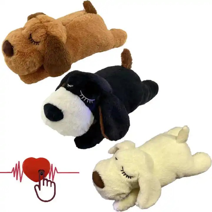 Hot Sale Heartbeat Puppy Pelúcia Cão Urso Gato Brinquedo De Pelúcia Com Saco Aquecedor Pet Soft Ansiedade Puppy Relief Toy Para Cachorros