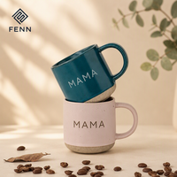 Mug à café en céramique FENN personnalisé de 12 oz, gravure au laser, poterie, mug personnalisable disponible en plusieurs couleurs, argile mouchetée, mug cadeau