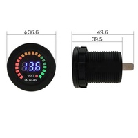 Amomd DC 12/24V Digital LED Medidor de voltaje de coche Medidor redondo monofásico con función de recordatorio de pitido de bajo voltaje