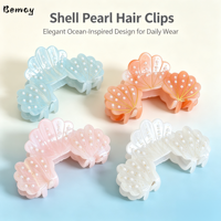 Pince à cheveux polyvalente Bemay Korea en acétate, perle de coquillage colorée, 9,4 cm, pour femme, usage quotidien, tresse arrière de la tête, pince requin, accessoire capillaire