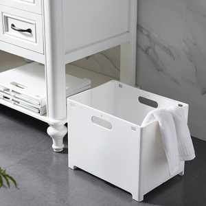 Collapsible Laundry <b>Basket</b> Rectangle White Wall Mounted For Bathroom Toilet <b>Storage</b> Organizer - Product Image 1