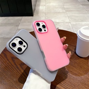 Nuovo Trending 2 in 1 custodia per telefono cellulare Cover per <span class=keywords><strong>iPhone</strong></span> 16 <span class=keywords><strong>Pro</strong></span> <span class=keywords><strong>Max</strong></span> 15 <span class=keywords><strong>14</strong></span> 13 11 serie 12 custodie <span class=keywords><strong>Color</strong></span> caramella satinate - Product Image 2