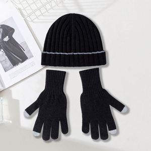 Autumn Winter Fashion 100% <b>Wool</b> Knitted Beanie Hat Touchscreen <b>Gloves</b> Set Solid Color Warm Thicken Casual Hat <b>Gloves</b> Set - Product Image 6