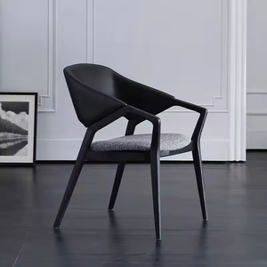 JP Sedia da Pranzo di Lusso <span class=keywords><strong>in</strong></span> Pelle Stile Moderno Italiano con Braccioli <span class=keywords><strong>in</strong></span> <span class=keywords><strong>Legno</strong></span> per Ristorante Hotel e Caffè con Comodo Schienale Imbottito - Product Image 2