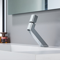 Grifo Mezclador para Lavabo de Apartamento de Hotel con Núcleo de Válvula de Cerámica, Construcción de Latón, Acabado Ennegrecido, Diseño Duradero