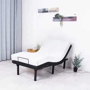 Sino-marco de cama ajustable con masaje, marco de cama de metal moderno, color negro, envío directo, almacén de EE. UU.