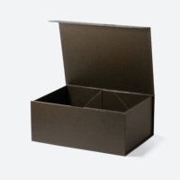Boîte cadeau rigide pliable en cuir texturé Oxford, magnétique, A5, marron, pour cadeaux d'entreprise avec ruban