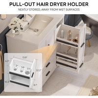 Ensemble de meuble-lavabo de salle de bain intelligent sur pied, personnalisable et moderne, avec miroir, coiffeuse et lavabo - Conception étanche