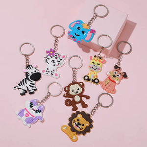 Llavero de juguete con luz de animales del bosque, de plástico duradero, con diseños de jirafa, elefante, león, cebra y gato en 2D, para niños, venta al por mayor - Product Image 4