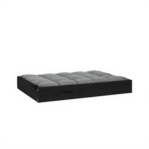 Lit pour chien en bois de pin massif noir 28,1 x 21,3 x 3,5 pouces, lit rectangulaire durable pour animaux de compagnie d'intérieur, garnissage en polyester amovible et lavable - Product Image 1