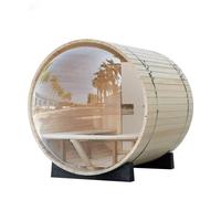 Sauna de Madera Maciza para 4-6 Personas, con Cristal Panorámico, Vaporizador y Calentador, para Jardín o Villa