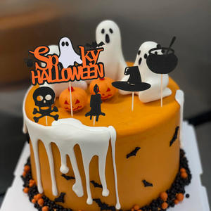 Fun Little Devils Ghost Castle Witch Spider Web Cake Decoraciones para fiestas de Año Nuevo-Diseño de tarjeta enchufable de Halloween de lujo - Product Image 2