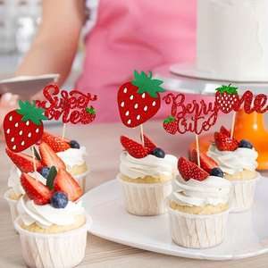 8 Adornos Rojos de Fresa para <span class=keywords><strong>Pastel</strong></span> de Primer <span class=keywords><strong>Cumpleaños</strong></span>, Decoraciones para <span class=keywords><strong>Pastel</strong></span> de <span class=keywords><strong>Cumpleaños</strong></span> Infantil, Primer <span class=keywords><strong>Cumpleaños</strong></span> de Niña, Decoraciones para <span class=keywords><strong>Pastel</strong></span> de Baby Shower - Product Image 5