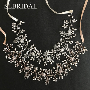 SLBRIDAL Accessori per Capelli da Sposa Fatti a Mano, Vendita Calda, Classici con Cristalli e Perle, Fascia per Capelli, Copricapo Nuziale - Product Image 1