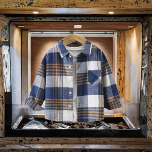 Q101030 Veste polaire à carreaux décontractée d'hiver pour enfants <span class=keywords><strong>Surchemise</strong></span> en flanelle à carreaux pour bébés garçons Confortable et élégant - Product Image 2