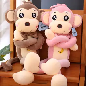 Funny Soft Plushies Zoo Animal Toys Cute Blue Brown Pink Long Leg Stuffed Plush Monkey Toys For Boys Girls