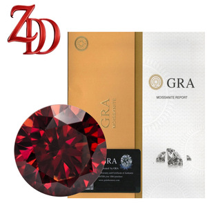 Gra Moissanite Round Garnet Red 8 Hearts 8 Arrows Lab Created For Jewelry Making - Product Image 1