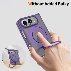 Étui pliable pour <span class=keywords><strong>iPhone</strong></span> 18 Ultra, violet mat, doux au toucher, avec support anneau de maintien, personnalisé, antichoc, magnétique - Product Image 5