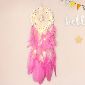 Unicorn Giấc Mơ Catcher tường trang trí nội thất với ánh sáng lông <span class=keywords><strong>dreamcatchers</strong></span> cho cô gái món quà nhà treo trang trí cho phòng ngủ - Product Image 3