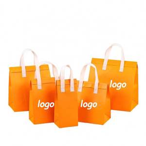 Bolsa Térmica Grande Personalizada con Logotipo, Bolsa de Playa para Almuerzo, Naranja, de Tela No Tejida Resistente a Desgarros con Lámina de Aluminio - Product Image 1