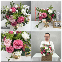 Décorations de mariage populaires, centres de table, boules de fleurs artificielles roses et bleues pour la décoration de la salle, les anniversaires, les fêtes à domicile et les mariages