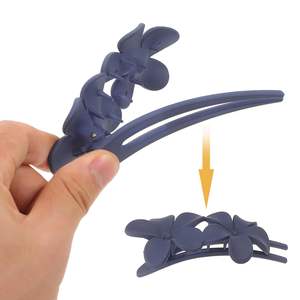 Nouvelle pince à cheveux grande en plastique, style bec de canard, double fleur, couleur mate coréenne, pour femmes, jeunes filles et dames, accessoire de mode élégant pour queue de cheval - Product Image 4