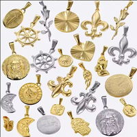 Colliers en gros à faire soi-même avec breloques, bijoux fantaisie, pendentifs en acier inoxydable plaqué or 18 carats, compas, ailes, rose, fleur