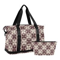 Tas Koper Desain Ulu Hawaiian Quilt Tahan Air Kapasitas Besar Set Tas Gym 2 PCS Tas Duffel Perjalanan Portabel untuk Wanita