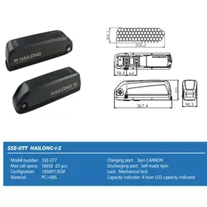 SSE-077 hailong E-bike Elektro fahrrad batterie kasten mit USB 5V ausgang 65 zellen 18650 E-bike batterie fall