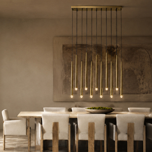 Lampe suspendue linéaire moderne simple, plusieurs finitions, structure en laiton, lustre pour éclairage d'ambiance domestique - Product Image 1