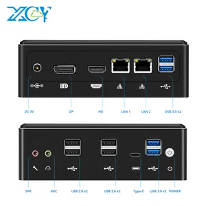 XCY Mini PC Core I7 7500U 7200U I5 8250U 2 * DDR4 M.2 SSD 8 * USB DP 4K 60fps WiFi 2 * LAN Type-C HTPC Linux