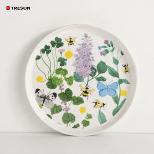 Assiette à dessert en céramique à motif floral et d'oiseaux, 10,5 pouces, bord en dentelle, passe au micro-ondes, style vintage, luxe léger, rétro - Product Image 3