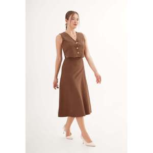 Ensemble deux pièces en daim beige pour femme LUSTRIN Premium, veste et jupe, pour collections de boutiques en gros - Élégant et stylé - Product Image 1